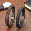 Pulseira Classica Couro Genuíno Inoxidável