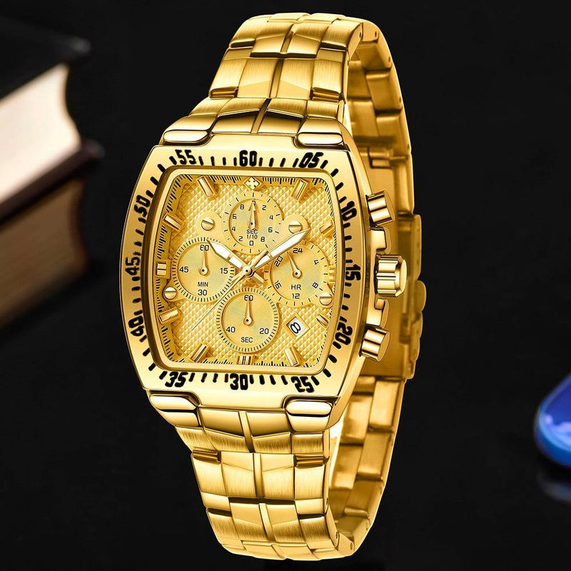 Relógio Masculino Super Luxo Gold Square - Universo Livre - lojauniversolivre.com