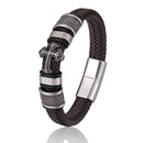 Pulseira Masculina Cruz Couro Legitimo Inoxidavel