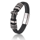 Pulseira Masculina Cruz Couro Legitimo Inoxidavel