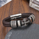 Pulseira Masculina Cruz Couro Legitimo Inoxidavel