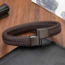 Pulseira Classica Couro Genuíno Inoxidável