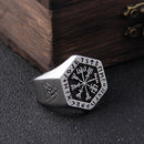 Anél Masculino vegvísir Nordico com Caixa Viking