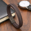 Pulseira Classica Couro Genuíno Inoxidável