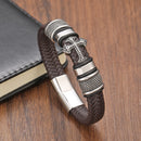 Pulseira Masculina Cruz Couro Legitimo Inoxidavel