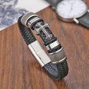 Pulseira Masculina Cruz Couro Legitimo Inoxidavel