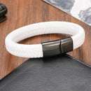 Pulseira Classica Couro Genuíno Inoxidável