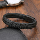 Pulseira Classica Couro Genuíno Inoxidável