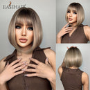 Peruca Curta Human Realista Feminina com Franja