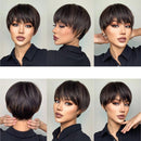 Peruca Curta Human Realista Feminina com Franja