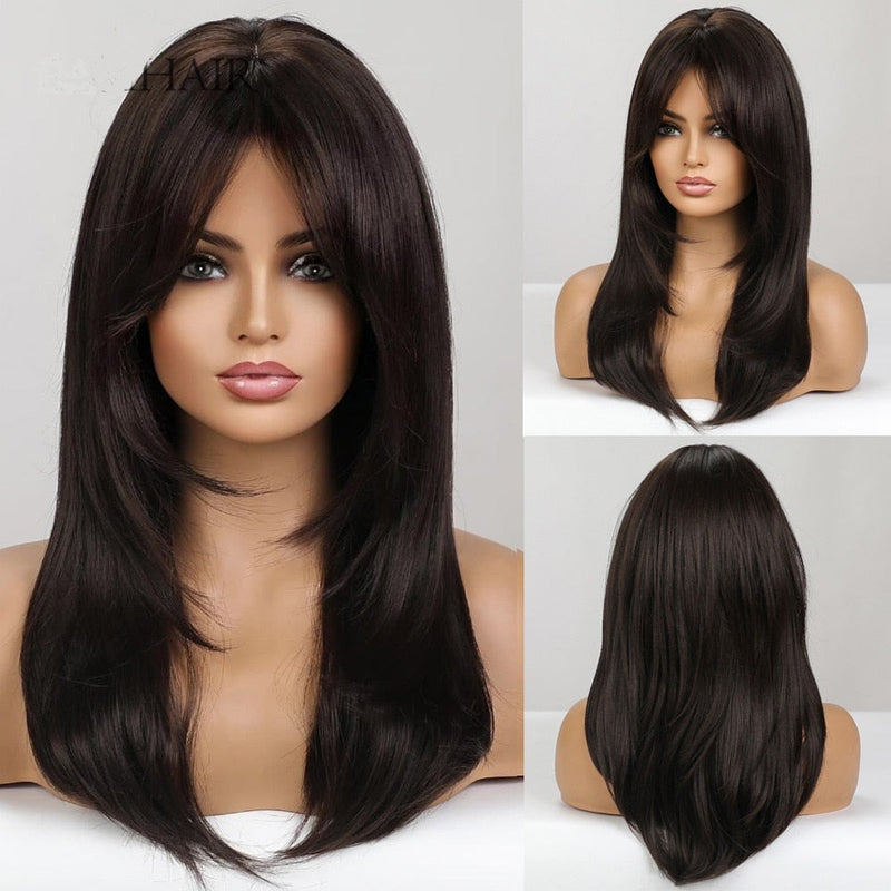 Peruca Wigs Human Realista Longa Lisa Front Lace