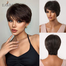 Peruca Curta Human Realista Feminina com Franja