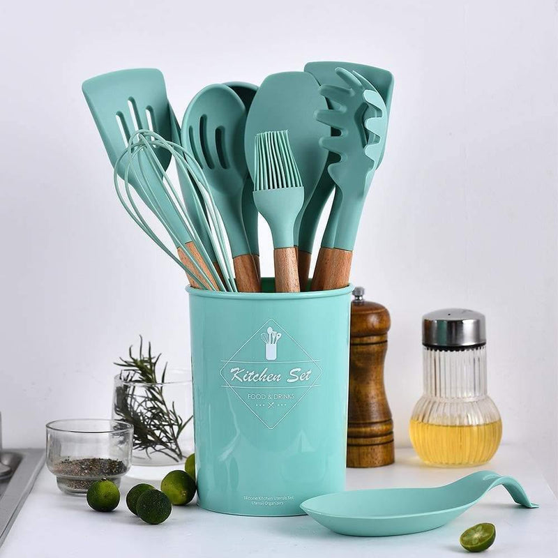 Conjunto de Colheres em Silicone Premium 12 Pçs - Universo Livre - lojauniversolivre.com